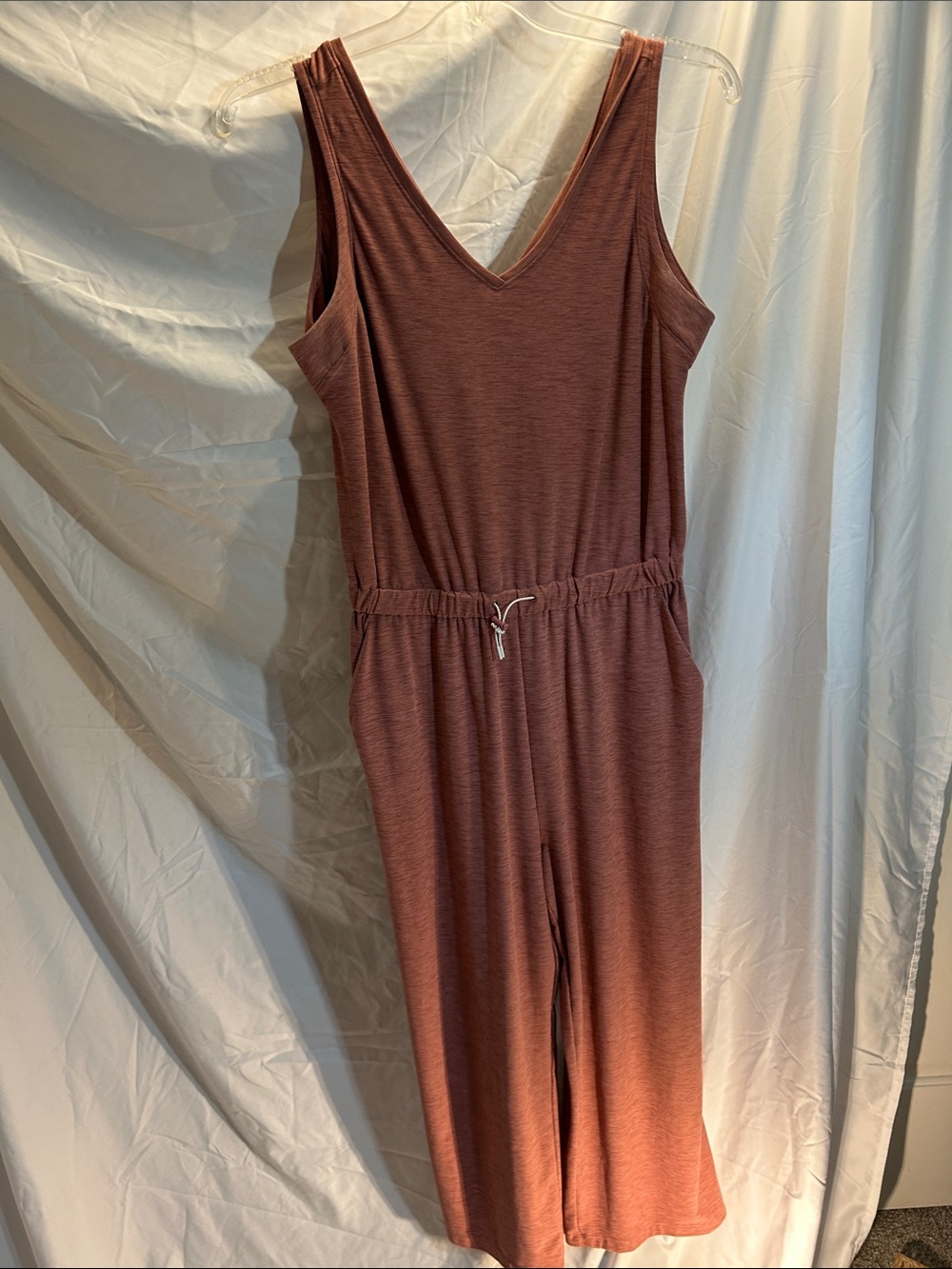 Old Navy Sleeveless V-Neck Wide-Leg Jumpsuit in Terracotta